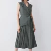 Budget 🌟 Karen Millen Tall Military Pleat Sleeveless Midi 👗 Dress 👏