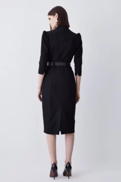 Brand new 🔥 Karen Millen Structured Crepe Belted Forever Midi 👗 Dress 🌟 -Workwear Shop bkk09792 black xl 2