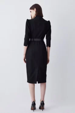 Budget 🥰 Karen Millen Petite Structured Crepe Belted Forever Midi 👗 Dress 💯 -Workwear Shop bkk09793 black xl 2