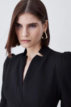 Budget 🥰 Karen Millen Petite Structured Crepe Belted Forever Midi 👗 Dress 💯 -Workwear Shop bkk09793 black xl 4