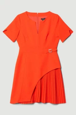 New 🤩 Karen Millen Tall Tailored Military Pleat Short Sleeve Mini 👗 Dress ✔️ -Workwear Shop bkk09911 coral xl 3