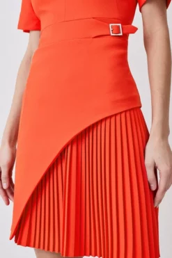 New 🤩 Karen Millen Tall Tailored Military Pleat Short Sleeve Mini 👗 Dress ✔️ -Workwear Shop bkk09911 coral xl 4