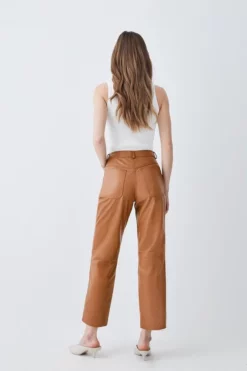Wholesale 🎁 Karen Millen Leather Slim Leg 5 Pocket Detail Trouser ⭐ -Workwear Shop bkk10139 camel xl 2