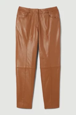 Wholesale 🎁 Karen Millen Leather Slim Leg 5 Pocket Detail Trouser ⭐ -Workwear Shop bkk10139 camel xl 3