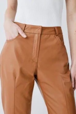 Wholesale 🎁 Karen Millen Leather Slim Leg 5 Pocket Detail Trouser ⭐ -Workwear Shop bkk10139 camel xl 5