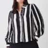 Best deal 🥰 Karen Millen Plus Size Mixed Stripe Woven 👕 Shirt ✨