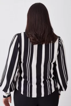 Best deal 🥰 Karen Millen Plus Size Mixed Stripe Woven 👕 Shirt ✨ -Workwear Shop bkk10159 mono xl 2