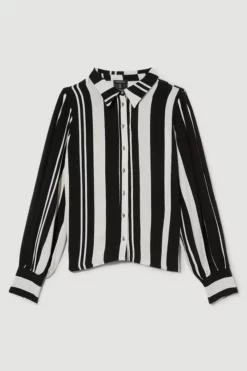 Best deal 🥰 Karen Millen Plus Size Mixed Stripe Woven 👕 Shirt ✨ -Workwear Shop bkk10159 mono xl 3