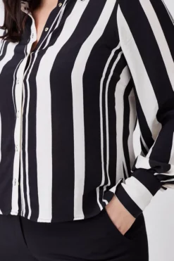 Best deal 🥰 Karen Millen Plus Size Mixed Stripe Woven 👕 Shirt ✨ -Workwear Shop bkk10159 mono xl 4