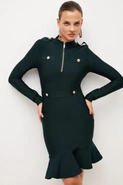 Best deal 🧨 Karen Millen Bandage Knit Flippy Mini 👗 Dress In Recycled Yarn 🧨 -Workwear Shop womens black bandage knit flippy mini dress in recycled yarn