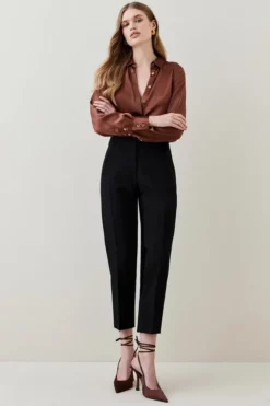 Flash Sale 😀 Karen Millen Clean Tailored Slim Leg Trouser 🌟 -Workwear Shop womens black clean tailored slim leg trouser 1 1