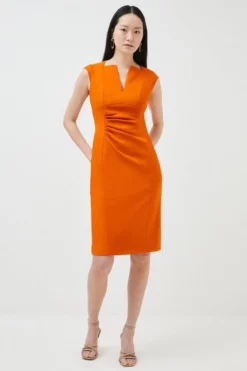 Deals ✨ Karen Millen Compact Stretch Envelope Neck Pencil Midi 👗 Dress 😉 -Workwear Shop womens black compact stretch envelope neck pencil midi dress 2