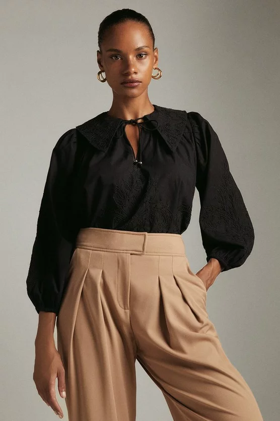 Outlet ๐ Karen Millen Embroidered Balloon Sleeve Tie Neck Woven Blouse ๐ 5 Outlet ๐ Karen Millen Embroidered Balloon Sleeve Tie Neck Woven Blouse ๐ - Image 5