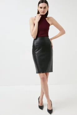 Top 10 ⌛ Karen Millen Faux Leather Pencil 👗 Skirt 🥰 -Workwear Shop womens black faux leather pencil skirt