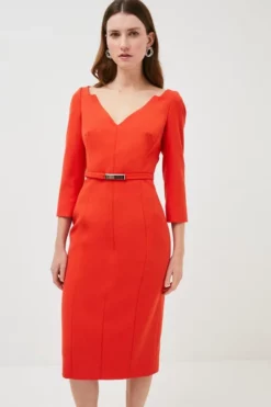 New 💯 Karen Millen Forever Bar Belt Midi 👗 Dress ⭐ -Workwear Shop womens black forever bar belt midi dress