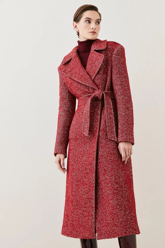 Brand new 🤩 Karen Millen Italian Herringbone Wool Belted Trench 🧥 Coat 🥰 7 Brand new 🤩 Karen Millen Italian Herringbone Wool Belted Trench 🧥 Coat 🥰 - Image 7