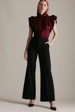 Best deal 🎉 Karen Millen Italian Technical Power Stretch Wide Leg Trousers ⌛ 9 Best deal 🎉 Karen Millen Italian Technical Power Stretch Wide Leg Trousers ⌛ -Workwear Shop womens black italian technical power stretch wide leg trousers