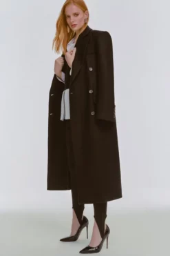 Wholesale 👍 Karen Millen Italian Virgin Wool Strong Shoulder Anti Fit 🧥 Coat 🤩 -Workwear Shop womens black italian virgin wool strong shoulder anti fit coat