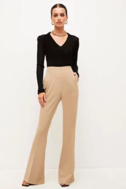 Flash Sale 😉 Karen Millen Kickflare Darted Waist Tailored Trouser ✨ -Workwear Shop womens black kickflare darted waist tailored trouser