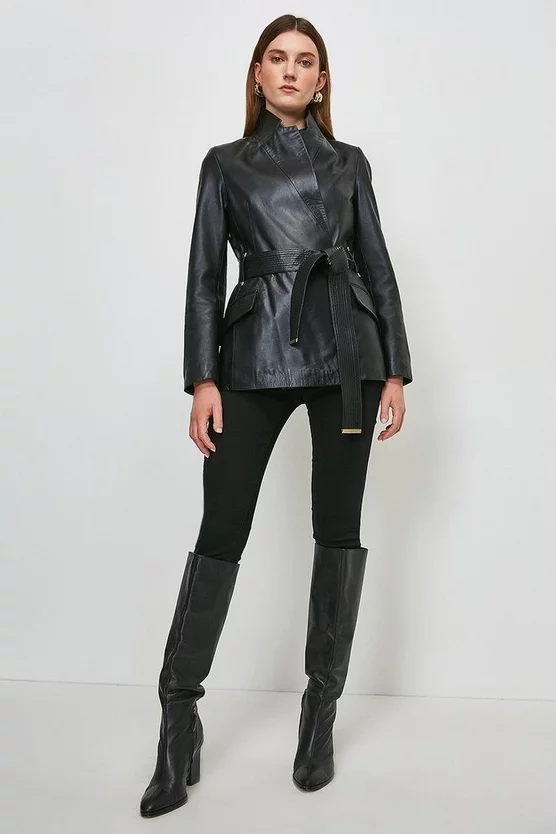 New โ Karen Millen Leather Investment Notch Neck Short ๐งฅ Coat ๐คฉ 9 New โ Karen Millen Leather Investment Notch Neck Short ๐งฅ Coat ๐คฉ - Image 9