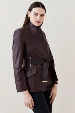 New โ Karen Millen Leather Investment Notch Neck Short ๐งฅ Coat ๐คฉ 19 New โ Karen Millen Leather Investment Notch Neck Short ๐งฅ Coat ๐คฉ -Workwear Shop womens black leather investment notch neck short coat 4