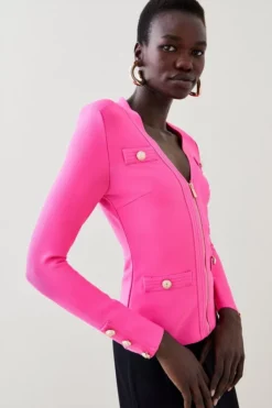 Brand new 🛒 Karen Millen Military Bandage Zip Knitted Jacket 🔔 -Workwear Shop womens black military bandage zip knitted jacket 2