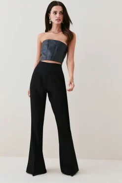 Cheap ⭐ Karen Millen Petite Flare Darted Waist Tailored Trouser 🔥 -Workwear Shop womens black petite flare darted waist tailored trouser 1