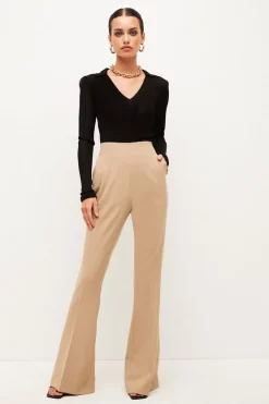 Cheap ⭐ Karen Millen Petite Flare Darted Waist Tailored Trouser 🔥 -Workwear Shop womens black petite flare darted waist tailored trouser