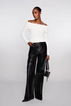 Coupon ๐คฉ Karen Millen Petite Leather Clean Wide Leg Trousers ๐ 13 Coupon ๐คฉ Karen Millen Petite Leather Clean Wide Leg Trousers ๐ -Workwear Shop womens black petite leather clean wide leg trousers