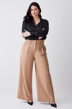 Best deal 🌟 Karen Millen Plus Size Compact Stretch High Waist Wide Leg Trouser 🤩 -Workwear Shop womens black plus size compact stretch high waist wide leg trouser