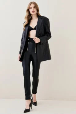 Hot Sale 🧨 Karen Millen Pu Bandage Knit High Waisted Trouser ⭐ -Workwear Shop womens black pu bandage knit high waisted trouser