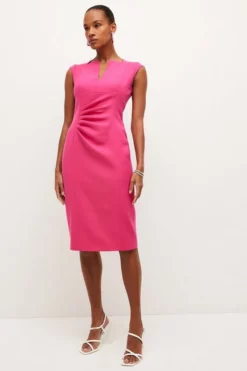 Outlet 🎉 Karen Millen Structured Crepe Envelope Neck Pencil Midi 👗 Dress 🤩 -Workwear Shop womens black structured crepe envelope neck pencil midi dress 2