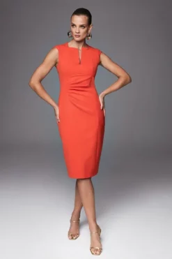 Outlet 🎉 Karen Millen Structured Crepe Envelope Neck Pencil Midi 👗 Dress 🤩 -Workwear Shop womens black structured crepe envelope neck pencil midi dress 4