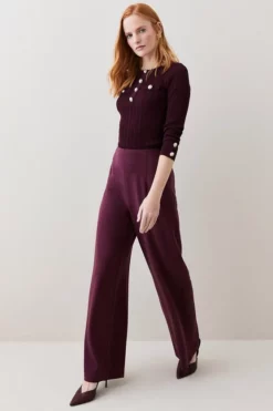 Outlet 😀 Karen Millen Structured Crepe High Waist Wide Leg Trouser 🎁 -Workwear Shop womens black structured crepe high waist wide leg trouser 1