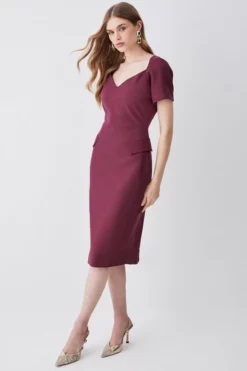 Coupon 🌟 Karen Millen Structured Crepe Square Neck Midi 👗 Dress ✨ -Workwear Shop womens black structured crepe square neck midi dress 3