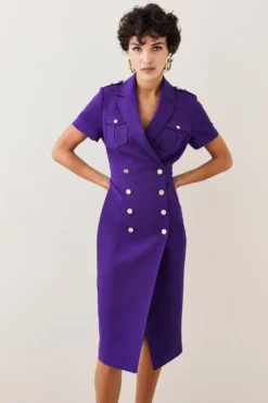 Top 10 ⌛ Karen Millen Tailored Double Breasted Tux Midi 👗 Dress 👏 -Workwear Shop womens black tailored double breasted tux midi dress