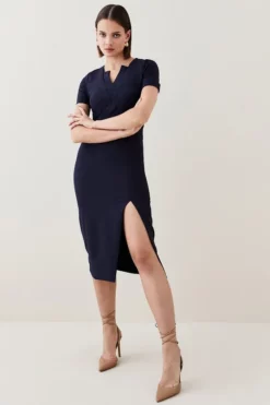 Cheap 😉 Karen Millen Tailored Stretch Notch Neck Pencil Midi 👗 Dress 🔔 -Workwear Shop womens black tailored stretch notch neck pencil midi dress