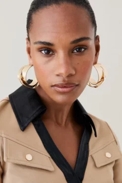 Best Sale 🌟 Karen Millen V Neck Pu Collared Top 😍 -Workwear Shop womens black v neck pu collared top