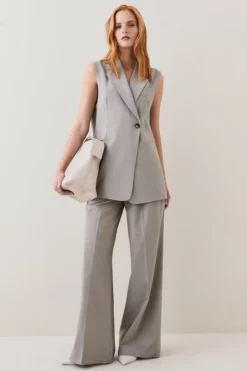 Coupon ⭐ Karen Millen Wool Blend Asymmetricwrap Sleeveless Jacket 😍 -Workwear Shop womens black wool blend asymmetricwrap sleeveless jacket