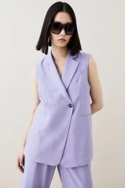 Coupon ⭐ Karen Millen Wool Blend Asymmetricwrap Sleeveless Jacket 😍 -Workwear Shop womens black wool blend asymmetricwrap sleeveless jacket 1 1