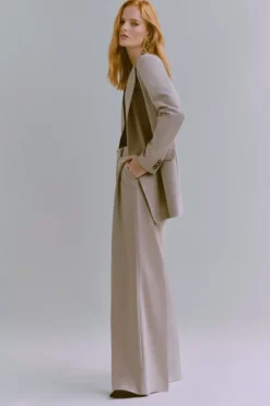 Promo ✨ Karen Millen Wool Blend Pleat Detail Wide Leg Trouser 🔔 -Workwear Shop womens black wool blend pleat detail wide leg trouser