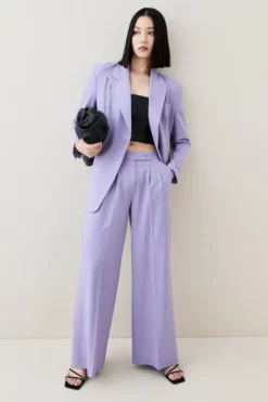 Promo ✨ Karen Millen Wool Blend Pleat Detail Wide Leg Trouser 🔔 -Workwear Shop womens black wool blend pleat detail wide leg trouser 1 1