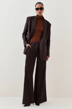 Promo ✨ Karen Millen Wool Blend Pleat Detail Wide Leg Trouser 🔔 -Workwear Shop womens black wool blend pleat detail wide leg trouser 1 3