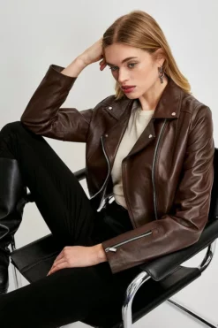 Top 10 🔥 Karen Millen Leather Signature Biker Jacket ⌛ -Workwear Shop womens blackwhite leather signature biker jacket 3