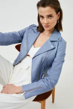 Top 10 🔥 Karen Millen Leather Signature Biker Jacket ⌛ -Workwear Shop womens blackwhite leather signature biker jacket 4