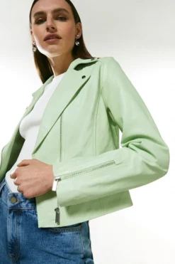 Top 10 🔥 Karen Millen Leather Signature Biker Jacket ⌛ -Workwear Shop womens blackwhite leather signature biker jacket 5