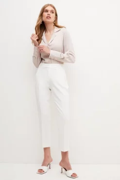 Brand new 🌟 Karen Millen Compact Stretch Tailored Capri Trousers 🔥 -Workwear Shop womens blush compact stretch tailored capri trousers 1