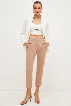 Brand new 🌟 Karen Millen Compact Stretch Tailored Capri Trousers 🔥 -Workwear Shop womens blush compact stretch tailored capri trousers