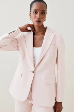 Flash Sale ✔️ Karen Millen Tailored Stretch Single Breasted Blazer ✨ -Workwear Shop womens blush tailored stretch single breasted blazer