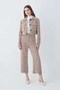 Budget 🎉 Karen Millen Check Tweed High Waist Cropped Wide Leg Trousers ✨ 10 Budget 🎉 Karen Millen Check Tweed High Waist Cropped Wide Leg Trousers ✨ -Workwear Shop womens brown check tweed high waist cropped wide leg trousers